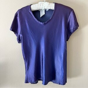 Vintage Paris Sport Club Satin Shirt Womens L Large Fits Small Medium Purple 90s